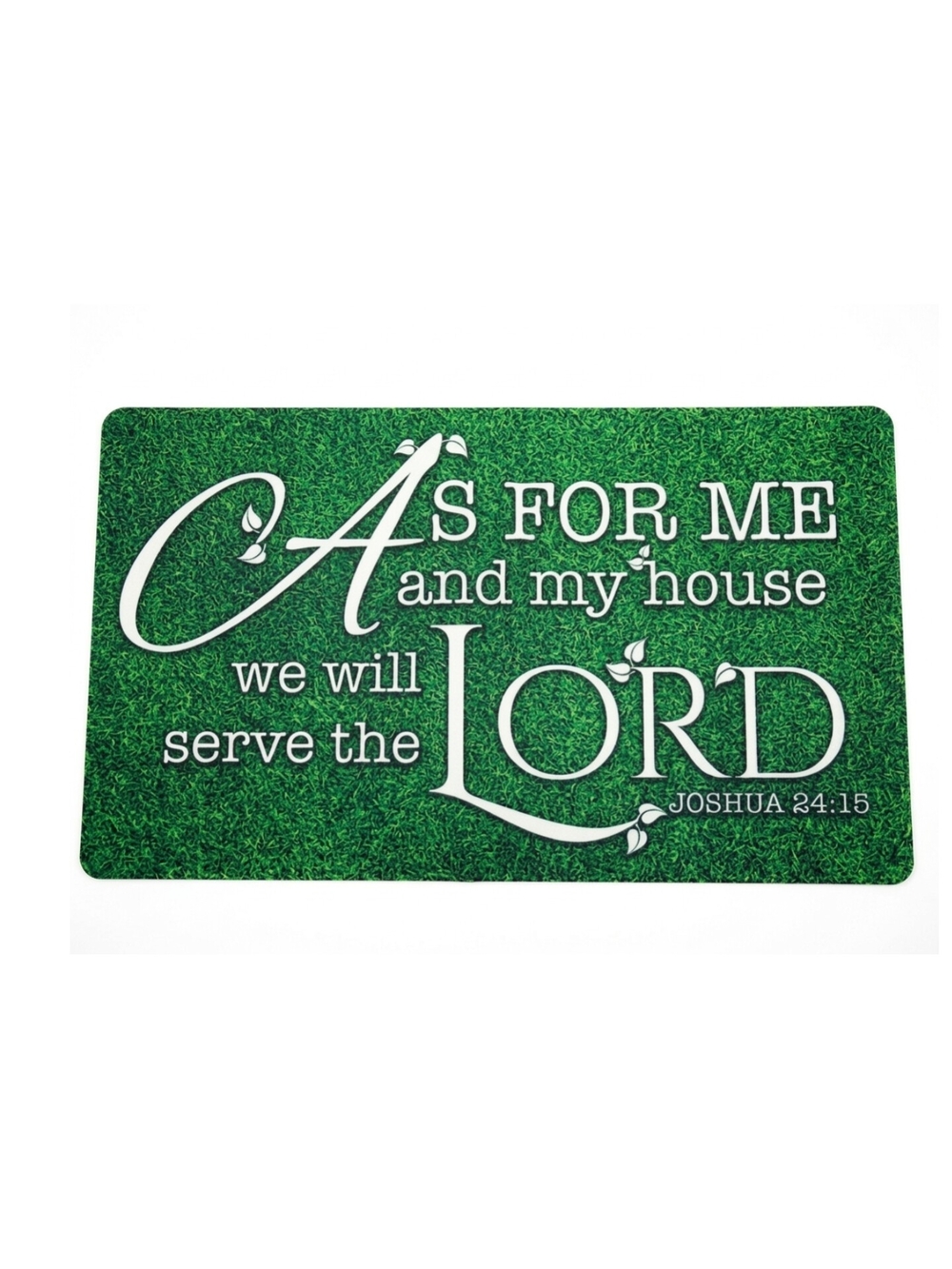 Green 'As For Me and My House' Faith Welcome Mat